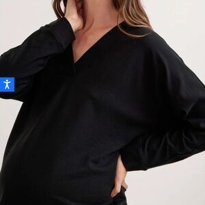 Hatch maternity visitor top long sleeve black v neck shirt women’s size large